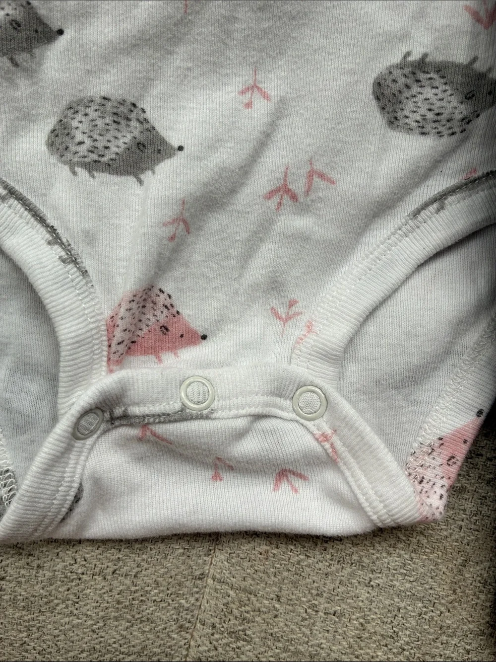 Carter's White Pink Gray Hedgehog Bodysuit with Navy Leggings